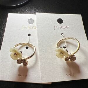 J. Crew Gold and Cream Flower Ring adjustable